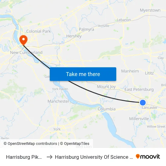 Harrisburg Pike Toysrus to Harrisburg University Of Science And Technology map