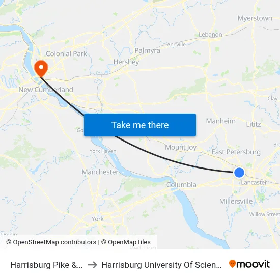 Harrisburg Pike & Plaza Blvd. to Harrisburg University Of Science And Technology map