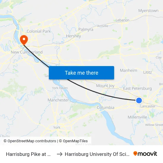 Harrisburg Pike at Mennonite Home to Harrisburg University Of Science And Technology map