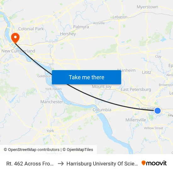 Rt. 462 Across From Chateau Hill to Harrisburg University Of Science And Technology map