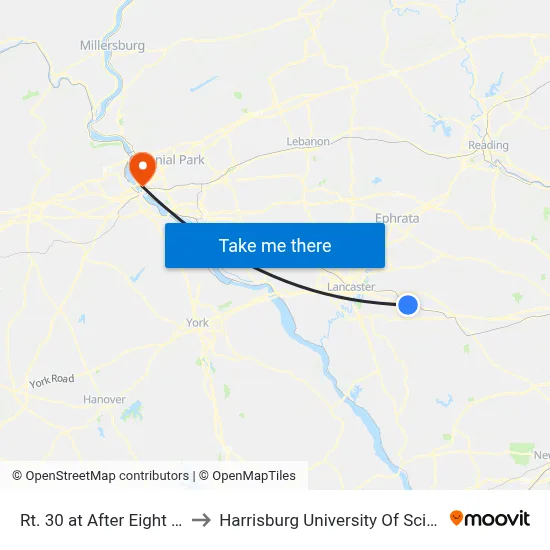 Rt. 30 at After Eight Bed & Breakfast to Harrisburg University Of Science And Technology map