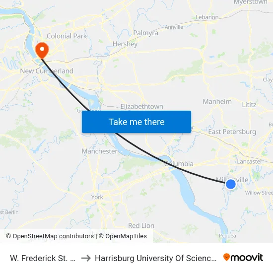 W. Frederick St. & Lee Ave. to Harrisburg University Of Science And Technology map