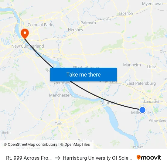 Rt. 999 Across From St. Phillips to Harrisburg University Of Science And Technology map