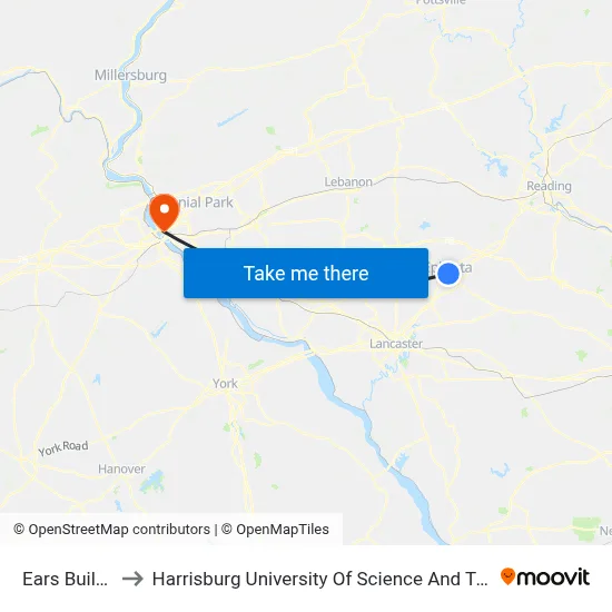Ears Building to Harrisburg University Of Science And Technology map