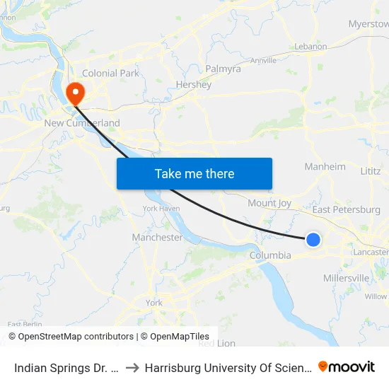 Indian Springs Dr. at Jay Group to Harrisburg University Of Science And Technology map