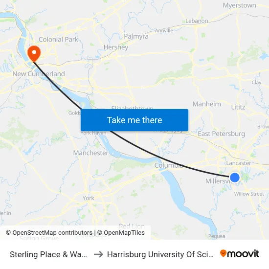 Sterling Place & Waterford Court Nb to Harrisburg University Of Science And Technology map