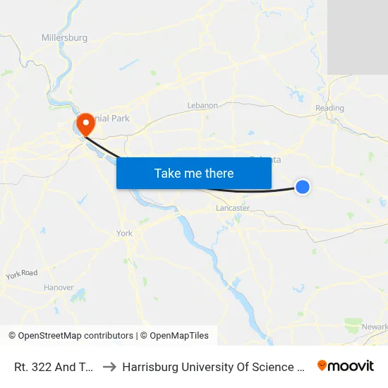 Rt. 322 And Toddy Dr. to Harrisburg University Of Science And Technology map