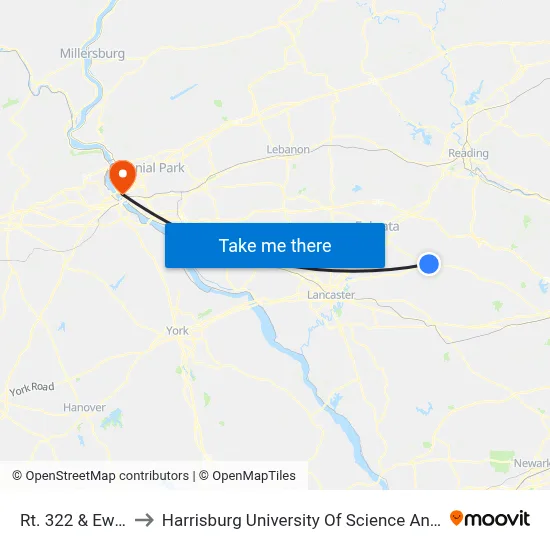 Rt. 322 & Ewell Rd. to Harrisburg University Of Science And Technology map