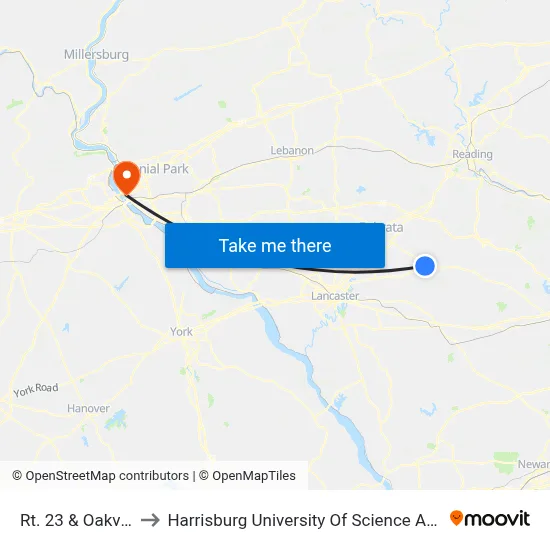 Rt. 23 & Oakview Dr. to Harrisburg University Of Science And Technology map