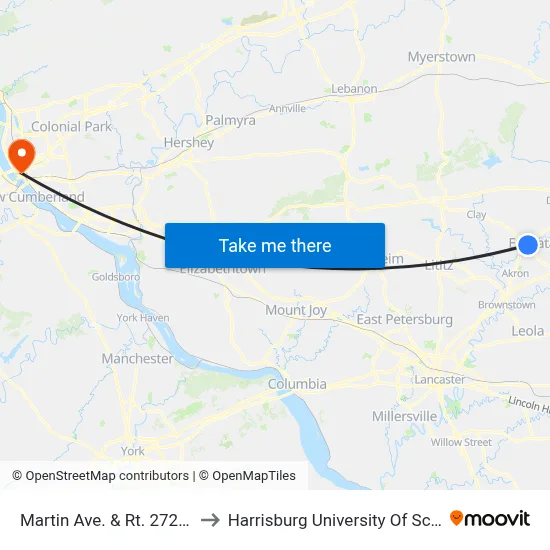 Martin Ave. & Rt. 272  Ephrata Hospita L to Harrisburg University Of Science And Technology map