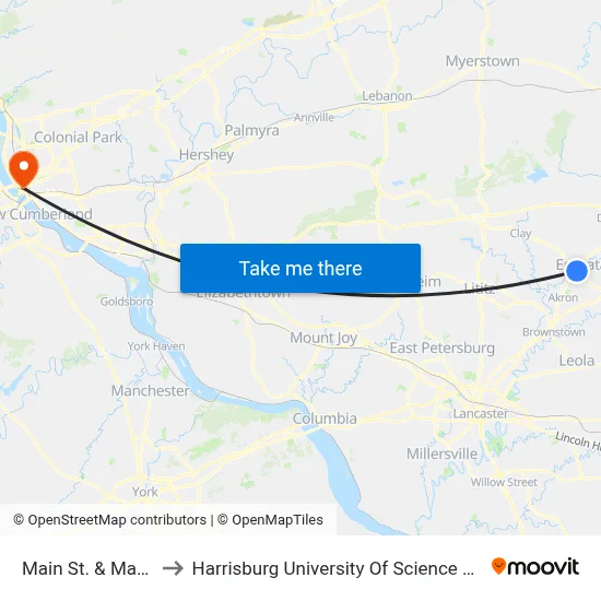 Main St. & Martin Ave. to Harrisburg University Of Science And Technology map