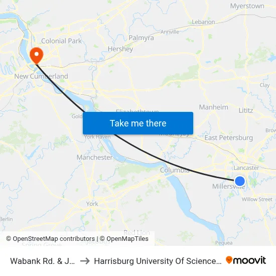 Wabank Rd. & Judie Lane to Harrisburg University Of Science And Technology map