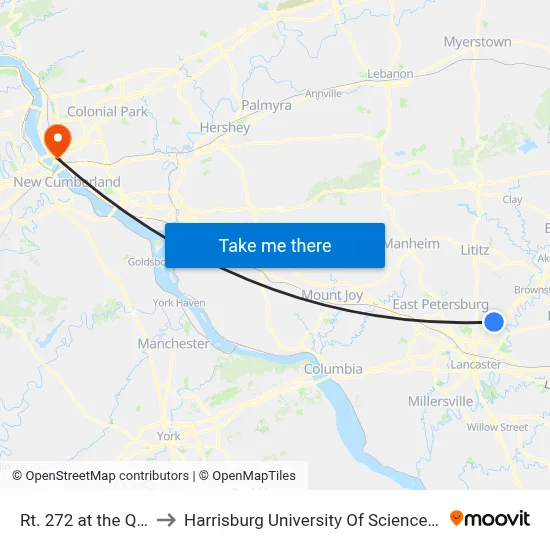 Rt. 272 at the Quality Inn to Harrisburg University Of Science And Technology map