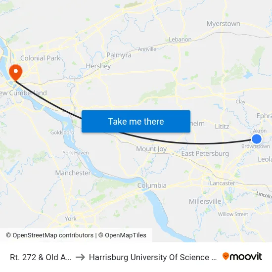 Rt. 272 & Old Akron Rd. to Harrisburg University Of Science And Technology map
