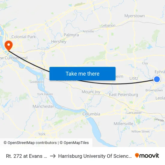 Rt. 272 at Evans Body Shop to Harrisburg University Of Science And Technology map