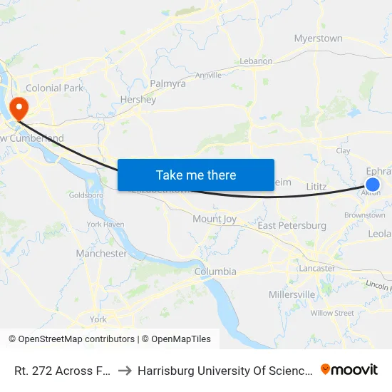 Rt. 272 Across From Kmart to Harrisburg University Of Science And Technology map