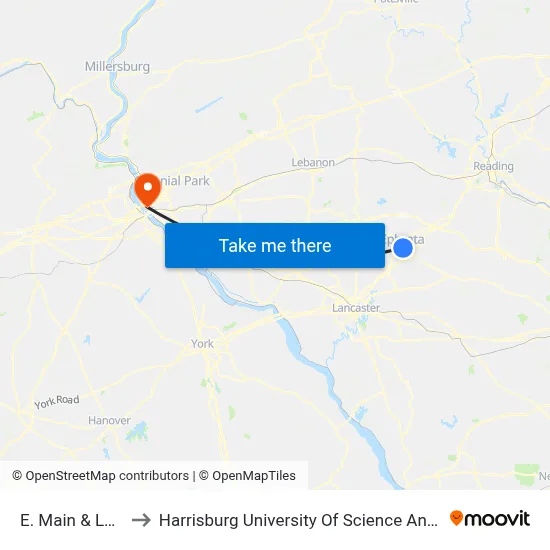 E. Main & Lake St. to Harrisburg University Of Science And Technology map