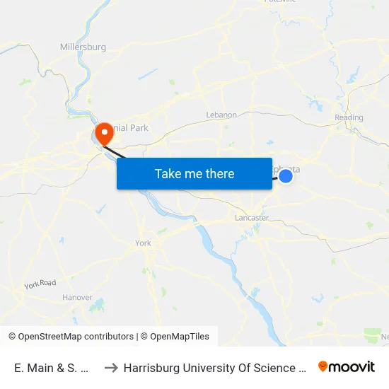 E. Main & S. Maple St. to Harrisburg University Of Science And Technology map