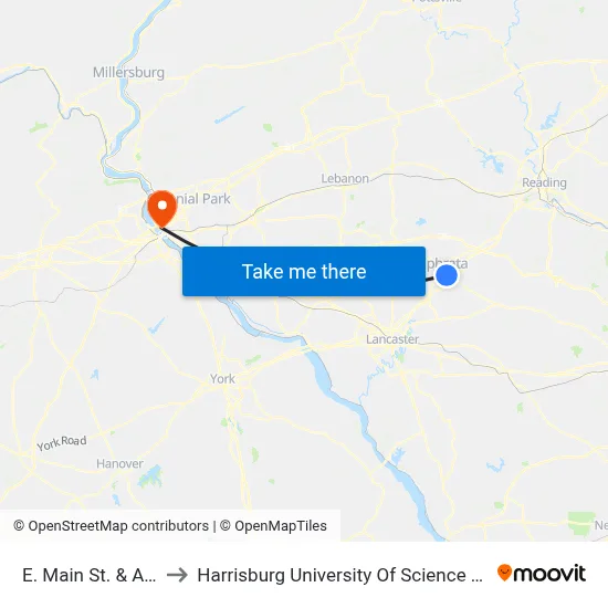 E. Main St. & Akron Rd. to Harrisburg University Of Science And Technology map