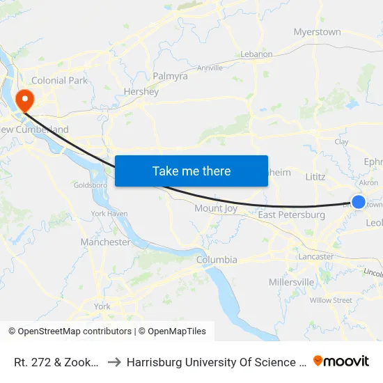 Rt. 272 & Zooks Mill Rd. to Harrisburg University Of Science And Technology map