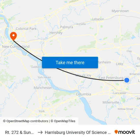 Rt. 272 & Suncrest Rd. to Harrisburg University Of Science And Technology map