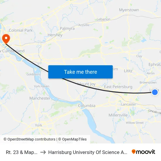 Rt. 23 & Maple Ave. to Harrisburg University Of Science And Technology map