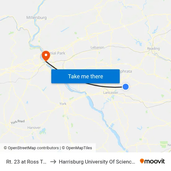 Rt. 23 at Ross Technology to Harrisburg University Of Science And Technology map