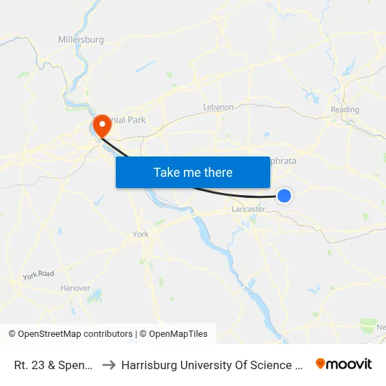 Rt. 23 & Spencer Ave. to Harrisburg University Of Science And Technology map