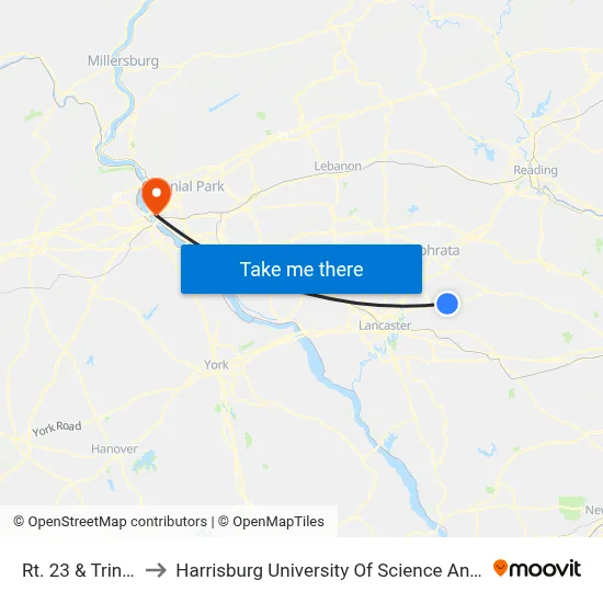 Rt. 23 & Trinity Rd. to Harrisburg University Of Science And Technology map