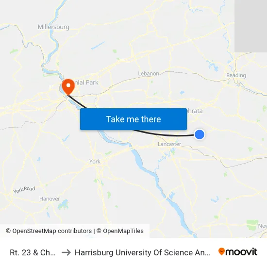Rt. 23 & Chris Dr. to Harrisburg University Of Science And Technology map