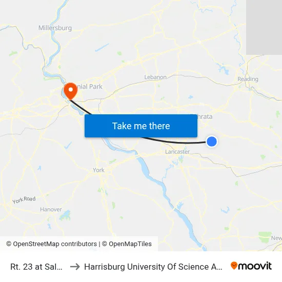 Rt. 23 at Sals Pizza to Harrisburg University Of Science And Technology map