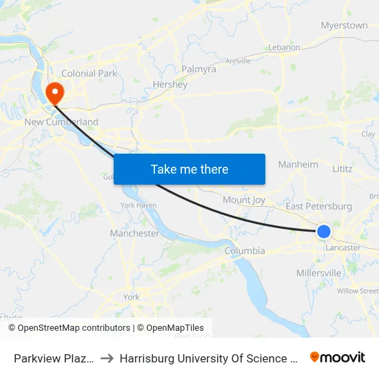 Parkview Plaza Ollie's to Harrisburg University Of Science And Technology map