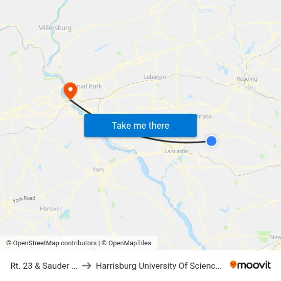 Rt. 23 & Sauder Chevrolet to Harrisburg University Of Science And Technology map