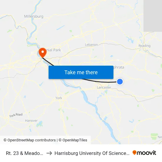Rt. 23 & Meadowview Dr. to Harrisburg University Of Science And Technology map