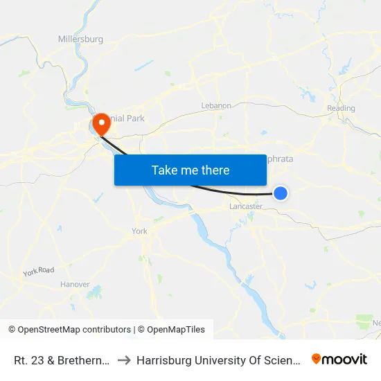 Rt. 23 & Brethern Church Rd. to Harrisburg University Of Science And Technology map