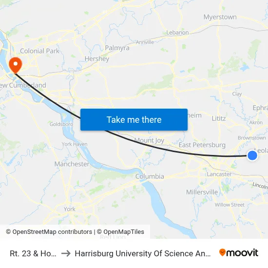 Rt. 23 & Holly Dr. to Harrisburg University Of Science And Technology map