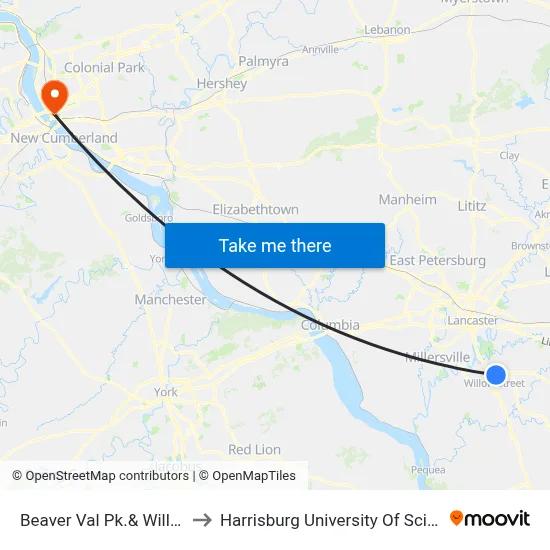Beaver Val Pk.& Willow Val Lakes Dr. to Harrisburg University Of Science And Technology map