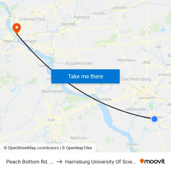 Peach Bottom Rd. & Donnelly Dr. to Harrisburg University Of Science And Technology map
