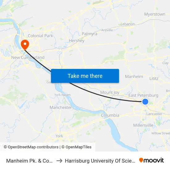 Manheim Pk. & Commercial Ave. to Harrisburg University Of Science And Technology map