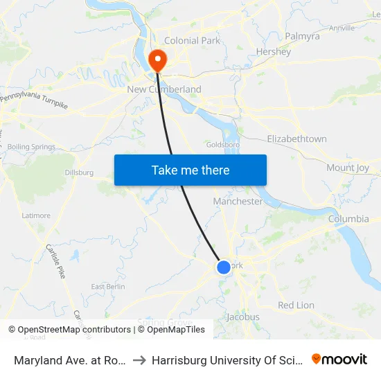 Maryland Ave. at Roosevelt Ave. Ob. to Harrisburg University Of Science And Technology map