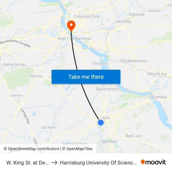 W. King St. at Dewey St. Ib. to Harrisburg University Of Science And Technology map