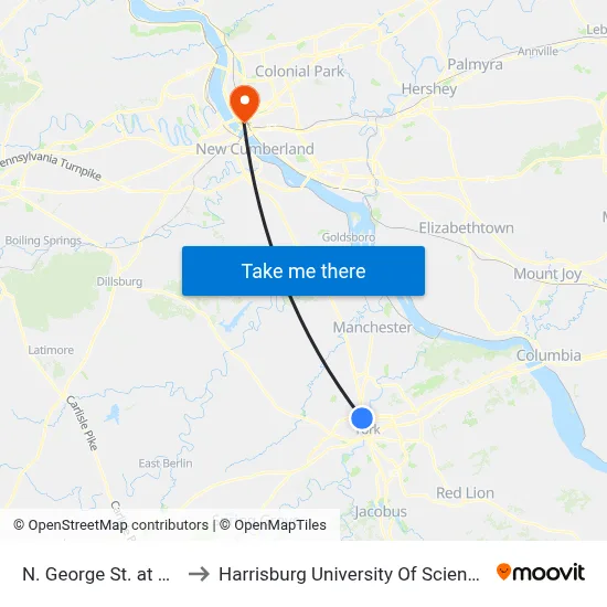 N. George St. at 10th Ave. Ib. to Harrisburg University Of Science And Technology map
