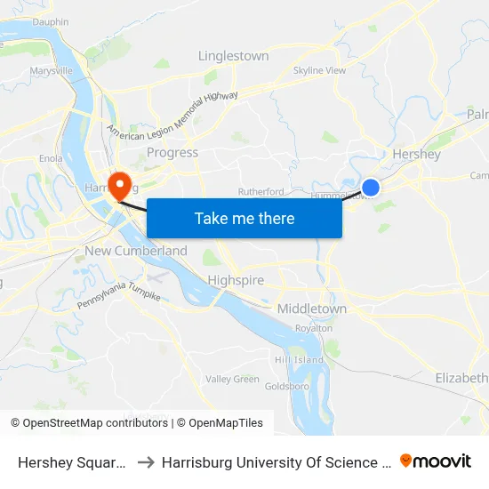 Hershey Square @ Weis to Harrisburg University Of Science And Technology map