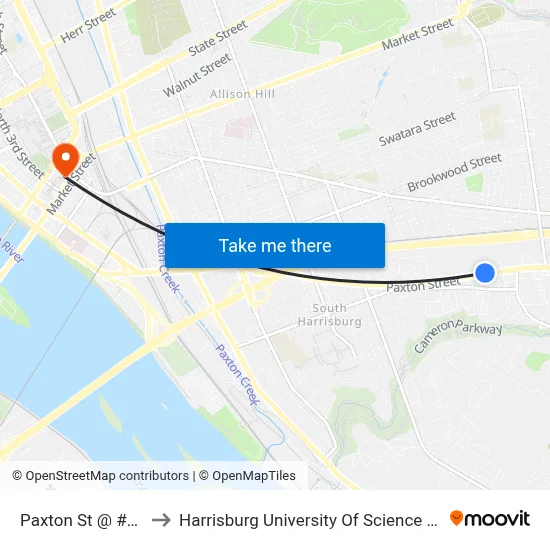 Paxton St @ #2550 Wb to Harrisburg University Of Science And Technology map
