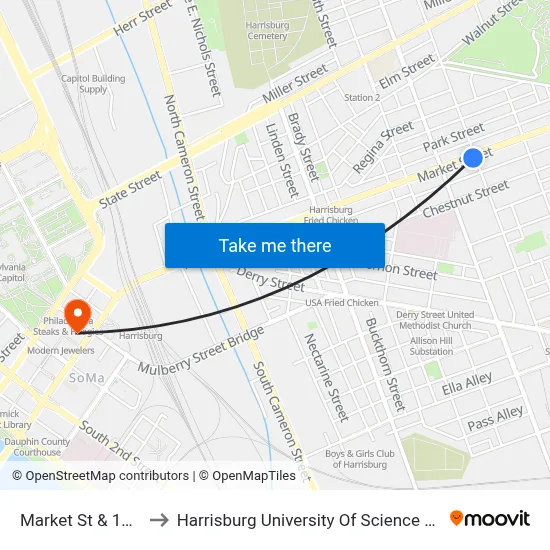 Market St & 18th St Eb to Harrisburg University Of Science And Technology map