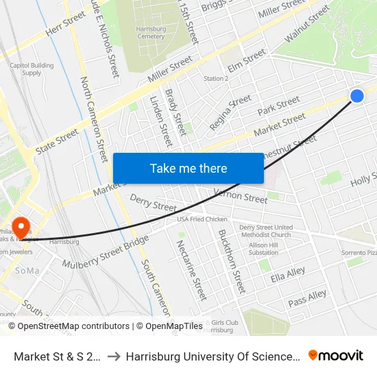 Market St & S 20th St Eb to Harrisburg University Of Science And Technology map