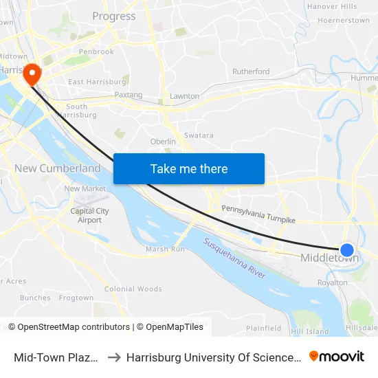 Mid-Town Plaza @ Giant to Harrisburg University Of Science And Technology map