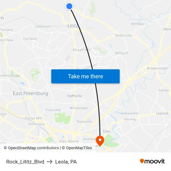 Rock_Lititz_Blvd to Leola, PA map