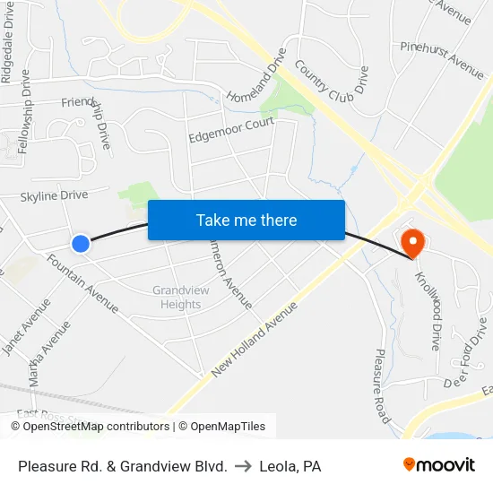 Pleasure Rd. & Grandview Blvd. to Leola, PA map