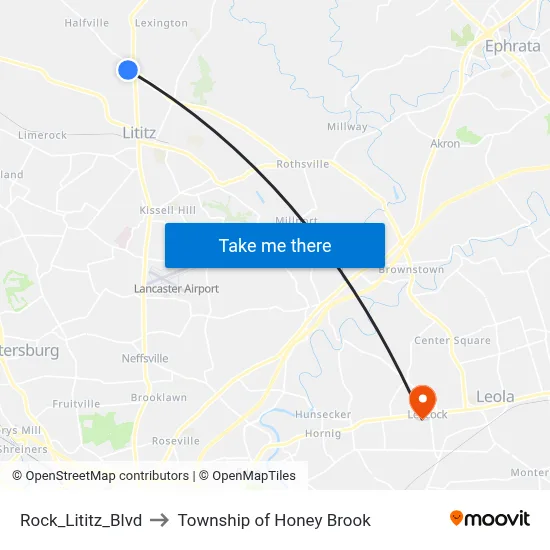 Rock_Lititz_Blvd to Township of Honey Brook map